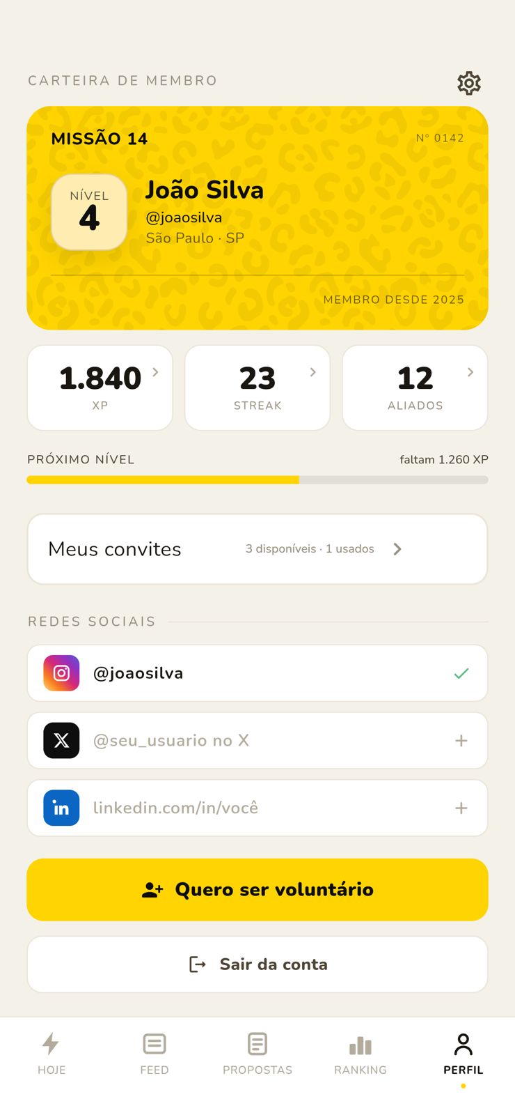 Perfil de militante